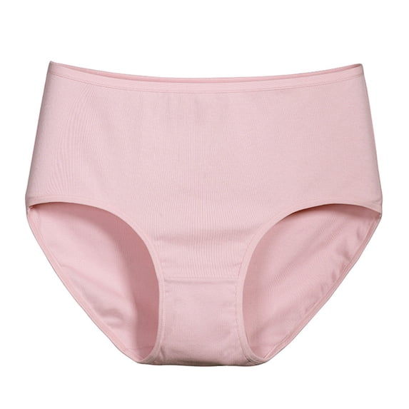 Lumtrix Womens Comfort Cotton Brief High Waisted Stretch Underwear Breathable Solid Color Panties Pink 2XL