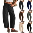 thumbnail image 1 of Lumtrix Womens Corduroy Pants Casual Barrel Cropped Pants Wide Leg Cord Pants Baggy Elastic Mid Waist Trouser with Pockets Dark Blue S, 1 of 8