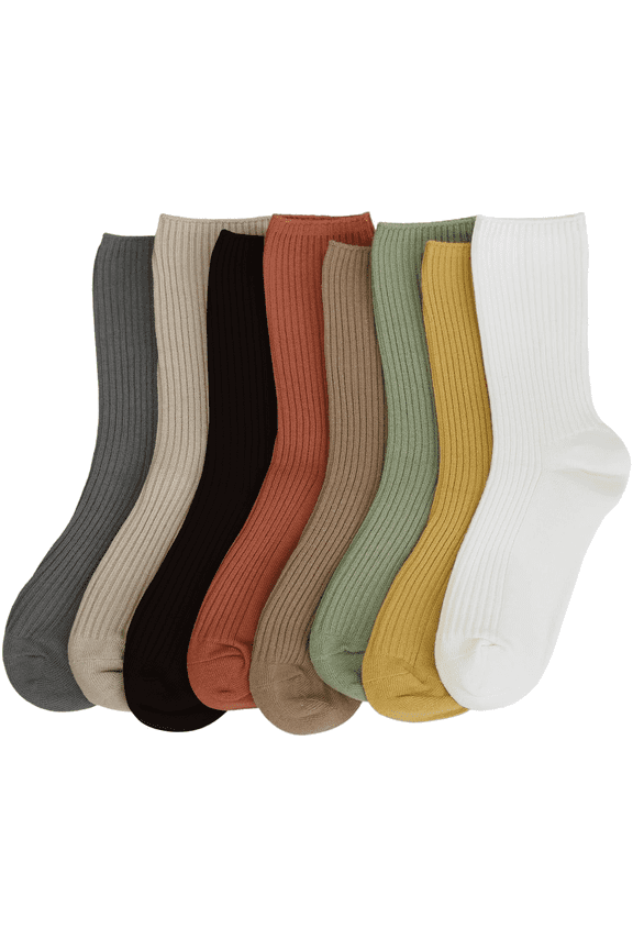 Womens Cute Crew Socks Casual Athletic Ribbed Daily Socks For Women Girls Clothes 6 Pairs A J