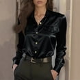 thumbnail image 1 of Lumtrix Womens Dressy Button Down Satin Shirts Long Sleeve Business Collared Tops Work Elegant Blouses with Pocket Black S, 1 of 6