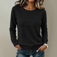 thumbnail image 1 of Lumtrix Womens Fall Basic Long Sleeve Sweater Soft Knit Classic Crew Neck Sweaters Loose Fit Casual Going Out Pullover Black S, 1 of 4