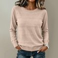 thumbnail image 1 of Lumtrix Womens Fall Basic Long Sleeve Sweater Soft Knit Classic Crew Neck Sweaters Loose Fit Casual Going Out Pullover Camel XL, 1 of 4