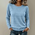 thumbnail image 1 of Lumtrix Womens Fall Basic Long Sleeve Sweater Soft Knit Classic Crew Neck Sweaters Loose Fit Casual Going Out Pullover Light Blue M, 1 of 4