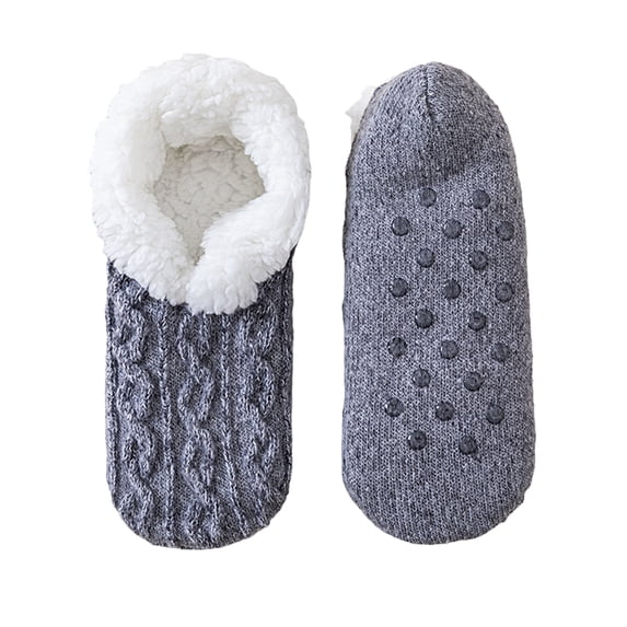 Lumtrix Womens Fluffy Fuzzy Warm Slipper Socks Thick Fleece Lined No Slip Socks Indoor Floor Wear Gray One Size