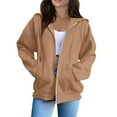 thumbnail image 1 of Lumtrix Womens Full Zip Up Hoodie Long Sleeve Hooded Sweatshirts Pockets Jacket Coat for Women Khaki XL, 1 of 5