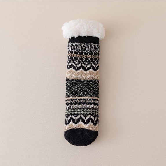 Lumtrix Womens Fuzzy Slipper Socks Fluffy Winter Warm Sherpa Fleece Lined Non Slip Thick Thermal Cozy Plush Fleece Socks Black One Size