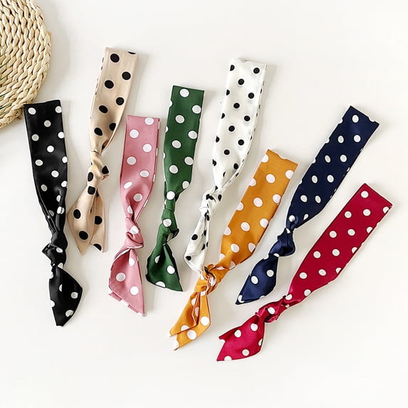 Lumtrix Womens Long Skinny Polka Dot Scarves 33 In Trendy Scarf for Neck Handbag Hair Accessories Vintage Party Navy One Size