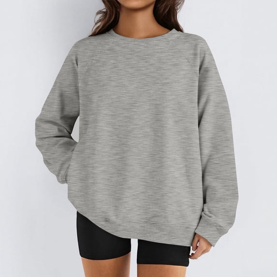 Lumtrix Womens Oversized Long Sleeve Sweatshirt Casual Crewneck Cute Pullover Tops Lightweight Sweatshirt 2025 Fashion Gray M