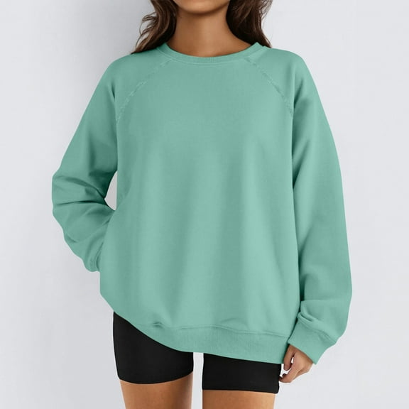 Lumtrix Womens Oversized Long Sleeve Sweatshirt Casual Crewneck Cute Pullover Tops Lightweight Sweatshirt 2025 Fashion Light Green 3XL