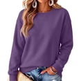 thumbnail image 1 of Lumtrix Womens Oversized Sweatshirts Fleece Solid Tops Fall Winter Crewneck Pullover Caasual Long Sleeve Shirts Purple 2XL, 1 of 4