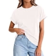 thumbnail image 1 of Lumtrix Womens Oversized T Shirts Summer Rolled Short Sleeve Tops Casual Loose Fit Basic Crew Neck Tees White 2XL, 1 of 6
