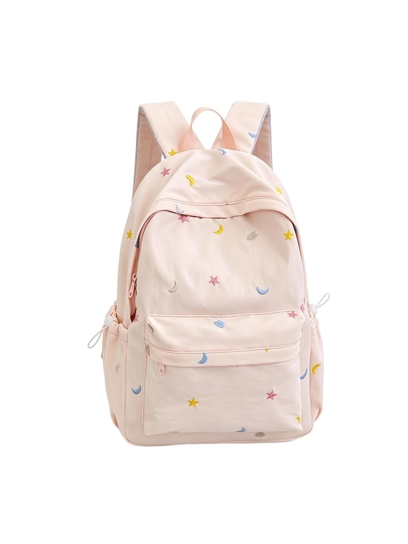 Womens Packpack Floral Schoolbags Lightweight Bookbag For Elementary Teen High College Daily Backpack Pink