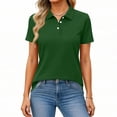 thumbnail image 1 of Lumtrix Womens Polo Shirts Short Sleeve Button Down Lapel Collared Summer Tops Business Casual Basic Tees Dark Green XL, 1 of 5