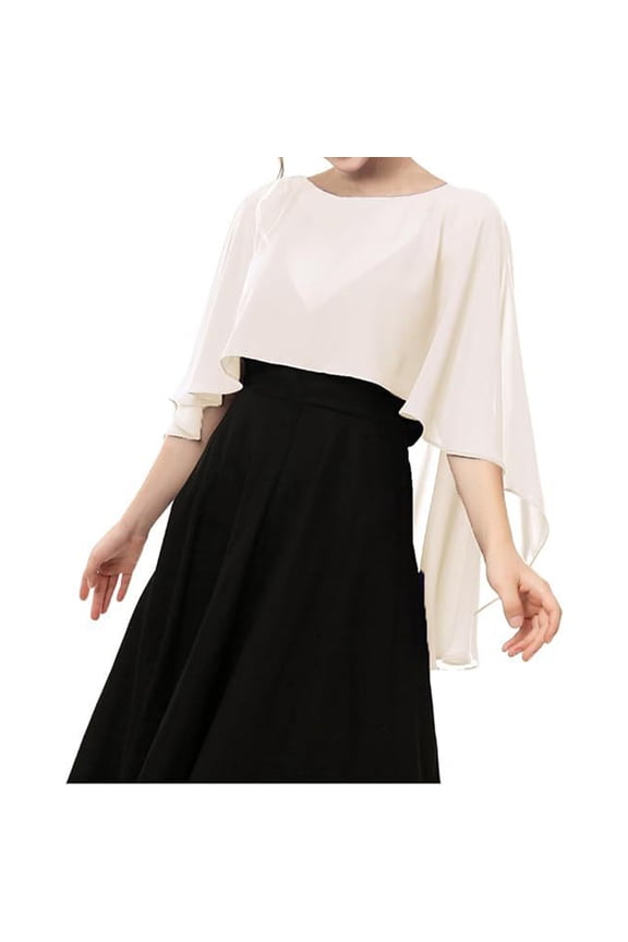 Womens Sheer Chiffon Shawl and Wraps Soft Capelet for Evening Dress Wedding Capes Cover-Up Champagne One Size