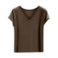 thumbnail image 1 of Lumtrix Womens Sleep Shirt - Lightweight, Breathable Pajama Top - Cotton Cap Short Sleeve V-Neck Sleepwear and Loungewear Coffee XL, 1 of 3