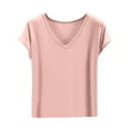 thumbnail image 1 of Lumtrix Womens Sleep Shirt - Lightweight, Breathable Pajama Top - Cotton Cap Short Sleeve V-Neck Sleepwear and Loungewear Pink XL, 1 of 3