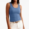 thumbnail image 1 of Lumtrix Womens Sleeveless Scoop Neck Built In Bra Tank Tops 2026 Summer Casual Basic Slim Fit Ribbed Knit Racerback Workout Cami Shirts Blue S, 1 of 5
