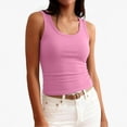 thumbnail image 1 of Lumtrix Womens Sleeveless Scoop Neck Built In Bra Tank Tops 2026 Summer Casual Basic Slim Fit Ribbed Knit Racerback Workout Cami Shirts Pink M, 1 of 5