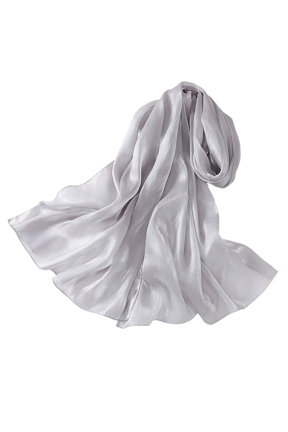 Womens Solid Color Silky Scarf Sheer Retro Wraps 78 In Long Shawl for Party Travel Silver One Size
