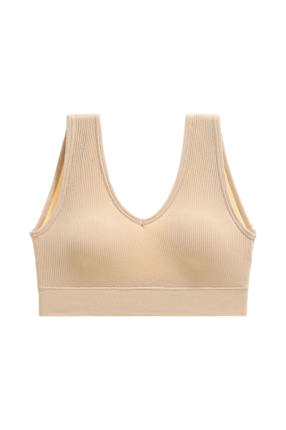 Womens Sports Bras Wireless Comfortable Seamless Sleep Yoga Sports Bras No Underwire Push Up Bralettes Complexion M