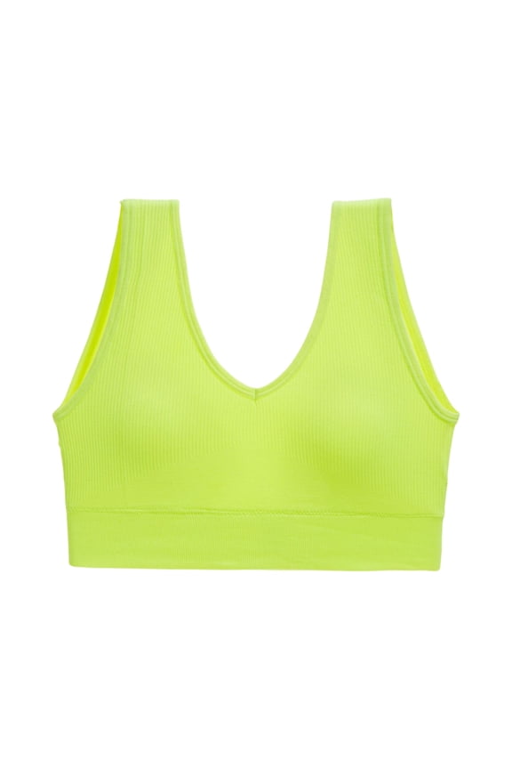 Womens Sports Bras Wireless Comfortable Seamless Sleep Yoga Sports Bras No Underwire Push Up Bralettes Fluorescent Green M