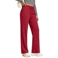 thumbnail image 1 of Lumtrix Womens Straight Leg Baggy Sweatpants | High Waisted Loose Fit Track Pants with Pockets, Soft Comfy, Casual Lounge & Travel Fall Winter Slacks Red M, 1 of 7