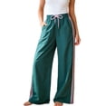 thumbnail image 1 of Lumtrix Womens Striped Pants Summer Casual Quick Dry Wide Leg Pants Elastic Waist Beach Vacation Lounge Trousers Dark Green XL, 1 of 6