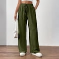 thumbnail image 1 of Lumtrix Womens Summer Elastic High Waist Textured Flowy Palazzo Pants Casual Wide Leg Trousers with Pockets Army Green XL, 1 of 5