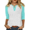thumbnail image 1 of Lumtrix Womens 3/4 Sleeve Tops Henley Shirts Casual Trendy Button Down T Shirts 2025 Summer Basic Tees Tunic Top Light Blue S, 1 of 4