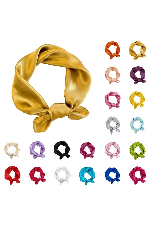 Womens Trends Satin Scarf 23.5" Square Neck Scarf Lightweight Silky Hair Scarves for Casual Party Light pink One Size