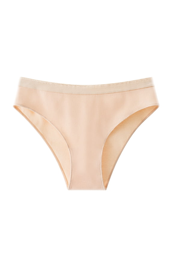 Womens Underwear Cotton Bikini Mid Rise Stretch Ladies Panties Soft Breathable Underwear Women Beige L