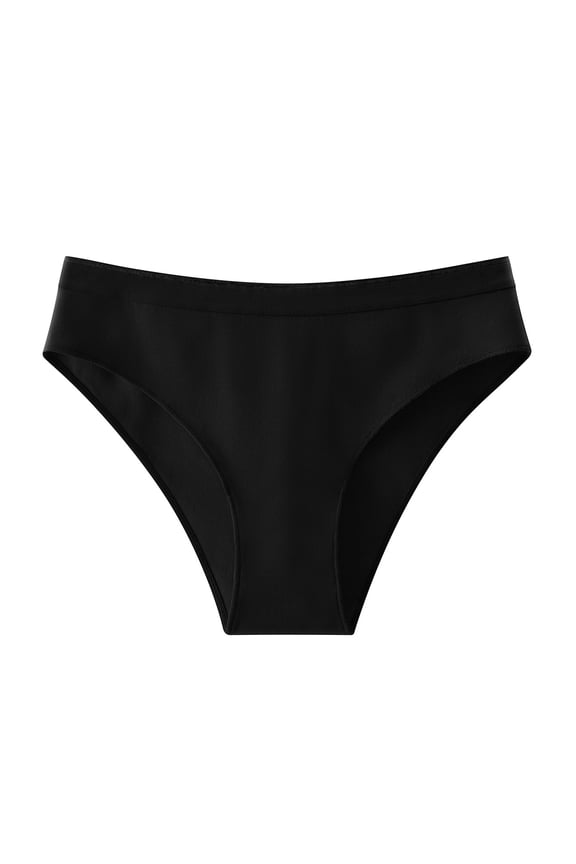 Womens Underwear Cotton Bikini Mid Rise Stretch Ladies Panties Soft Breathable Underwear Women Black L