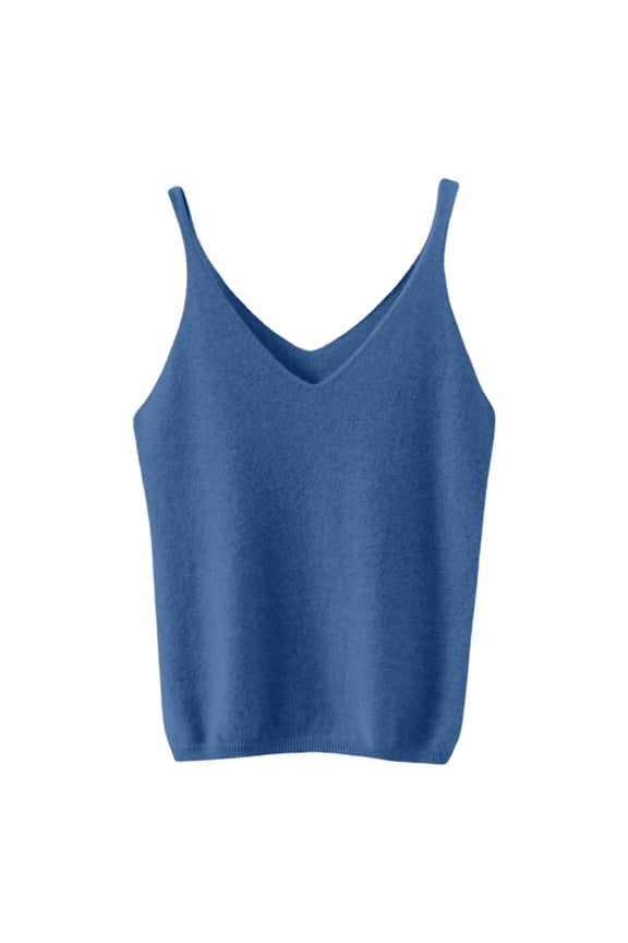Womens V Neck Sweater Vest Sleeveless Lightweight Knit Tank Top Business Casual Summer Cami Royal Blue L