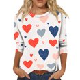 thumbnail image 1 of Lumtrix Womens Valentine Tops Casual Crew Neck 3/4 Length Sleeve Shirts Cute Love Heart T Shirts Loose Spring Fall Clothes 2026 Deep Red L, 1 of 6