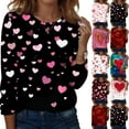 thumbnail image 1 of Lumtrix Womens Valentine Tops Dressy Casual Crew Neck Long Sleeve Shirts Love heart Print Blouse Plus Size T Shirts Loose Fit Fall Clothes 2026 Pink XL, 1 of 6
