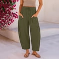 thumbnail image 1 of Lumtrix Womens Wide Leg Linen Pants Casual Loose Baggy Drawstring Summer Beach Travel Vacation Palazzo Harem Pants with Pockets Army Green L, 1 of 5