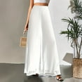 thumbnail image 1 of Lumtrix Womens Wide Leg Palazzo Pants Summer High Waist Flowy Casual Trousers Loose Lounge Beach Travel Vacation Clothes Chiffon Pants AWhite M, 1 of 6