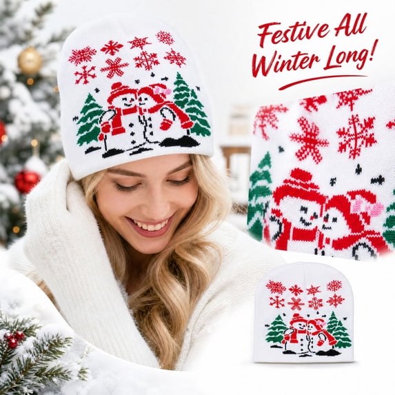 Lumtrix Womens Winter Beanie Hat For Women Winter Warm Knit Hats Soft Stretchy Caps Cute Pattern Outdoor Caps A One Size
