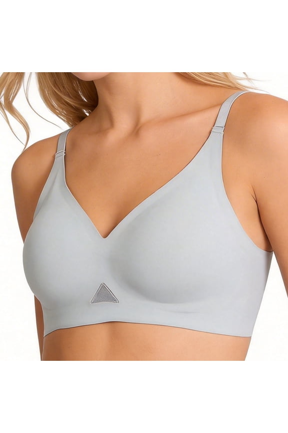 Womens Wireless Jelly Bra Supportive Lift Scalloped Bra Comfort Push Up Bralette Seamless T-Shirt Bra Blue XL