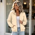 thumbnail image 1 of Lumtrix Womens Zip Up Hoodie Casual Fall Fashion Zipper Sweatshirts,Cozy Cropped Jacket With Pockets For Workout Athletic Travel Khaki 2XL, 1 of 5