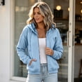 thumbnail image 1 of Lumtrix Womens Zip Up Hoodie Casual Fall Fashion Zipper Sweatshirts,Cozy Cropped Jacket With Pockets For Workout Athletic Travel Sky Blue L, 1 of 5