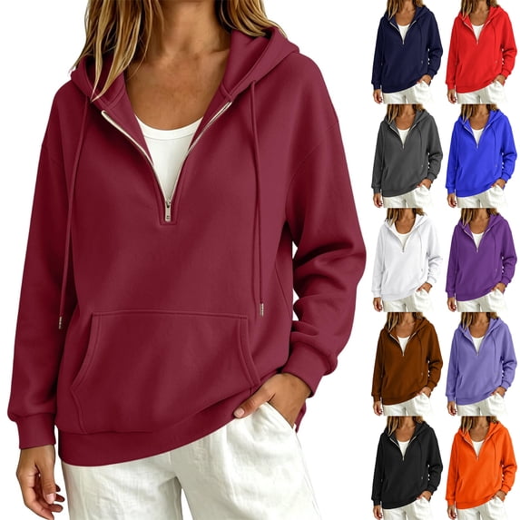 Lumtrix Womens Zip Up Hoodie Oversized Sweatshirt Soft Fleece Pullovers Comfy Sweatshirts with Pocket Light Purple M