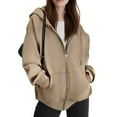 thumbnail image 1 of Lumtrix Womens Zip Up Hoodies 2025 Oversized Hoodie for Women Trendy Hooded Sweatshirts Fall Winter Zipper Y2k Jackets Camel 2XL, 1 of 4