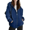 thumbnail image 1 of Lumtrix Womens Zip Up Hoodies 2025 Oversized Hoodie for Women Trendy Hooded Sweatshirts Fall Winter Zipper Y2k Jackets Royal Blue 2XL, 1 of 4