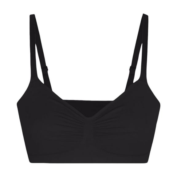 Lumtrix Yoga Bras For Women - Thin Strap Wrinkled Sports Bra Soft High Support V Shaped Fitness Bralette Black 38