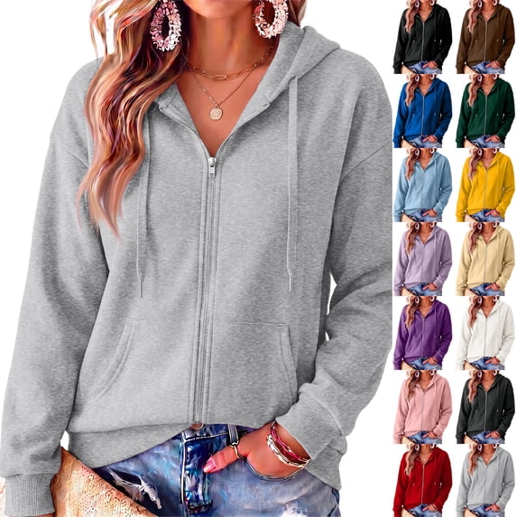 Lumtrix Zip Up Fleece Hoodie Women 2026 Trendy Long Sleeve Oversized Sweatshirt Y2K Fall Winter Casual Track Jackets With Pockets Brown XL