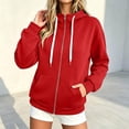 thumbnail image 1 of Lumtrix Zip Up Hoodie Women Long Sleeve Fall Winter Oversized Sweatshirts Zipper Oversized Cute Track Jackets With Pockets Red L, 1 of 5