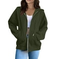 thumbnail image 1 of Lumtrix Zipper Hoodies for Women Oversized Fall Fashion 2025 Casual Winter Jackets Trendy Hooded Zip up Sweatshirt Clothes Army Green M, 1 of 6