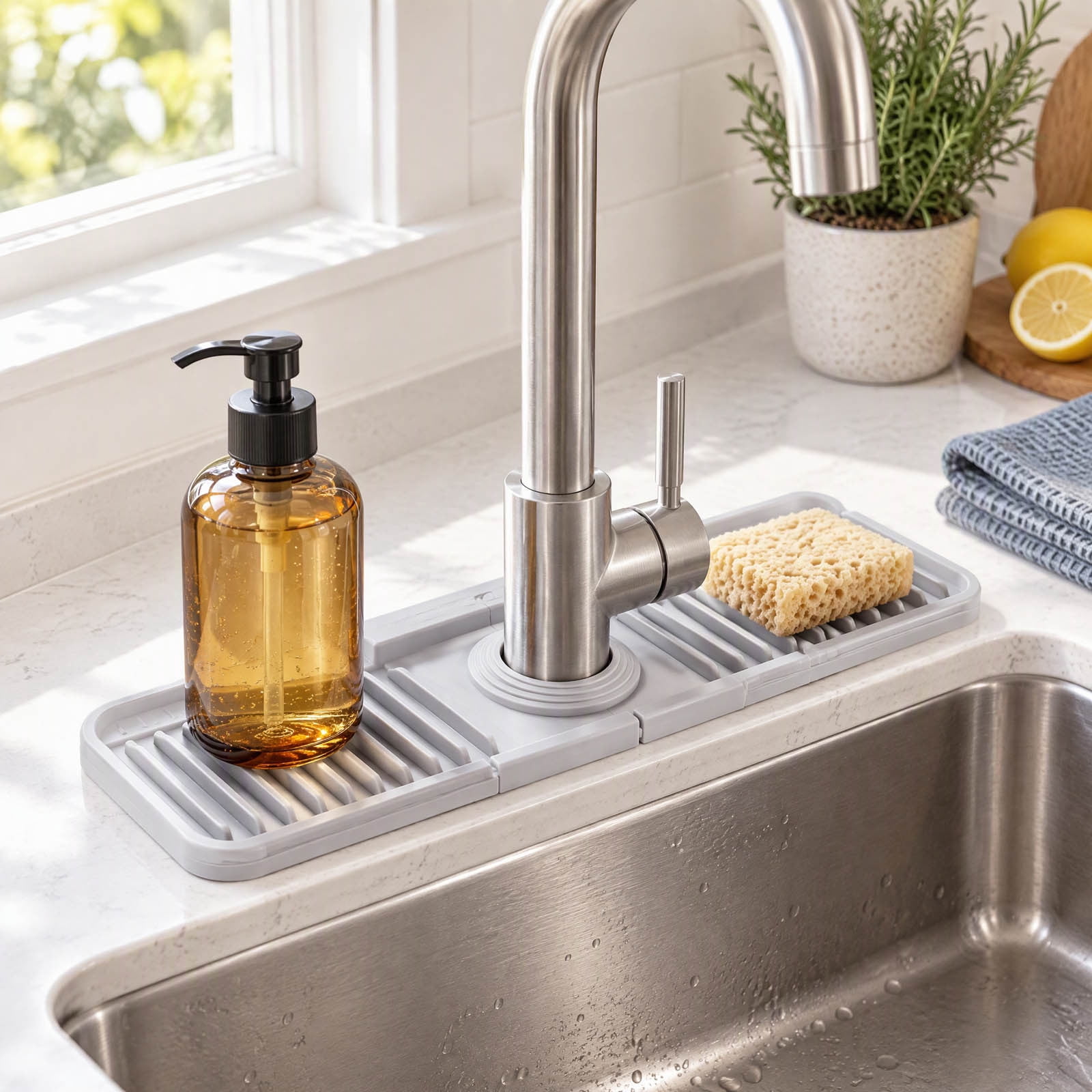 Lumulena Silicone Faucet Drip Pad, Button-Style Snap Fit Sink Splash ...