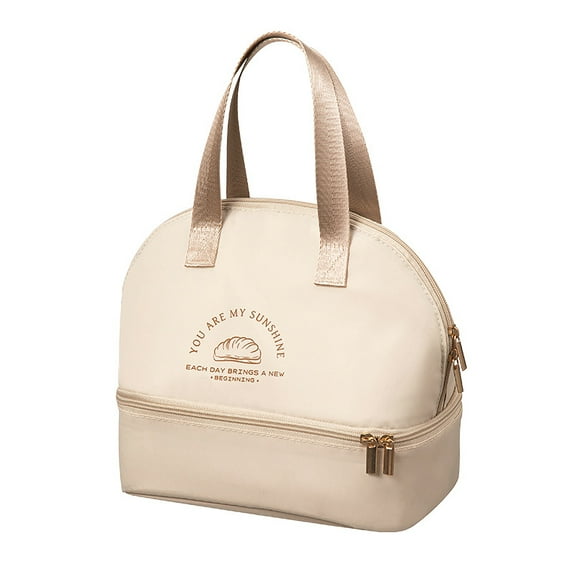 Lumvu Lunch Bag & Lunch Box for Men Women Double Deck - Leakproof Insulated Soft Large Adult Lunch Cooler Bag for Work (Khaki)